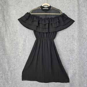 Vintage Black Dress Gothcore Woman 12 Dark‎ Academia Wendsday Adams Retro Midi
